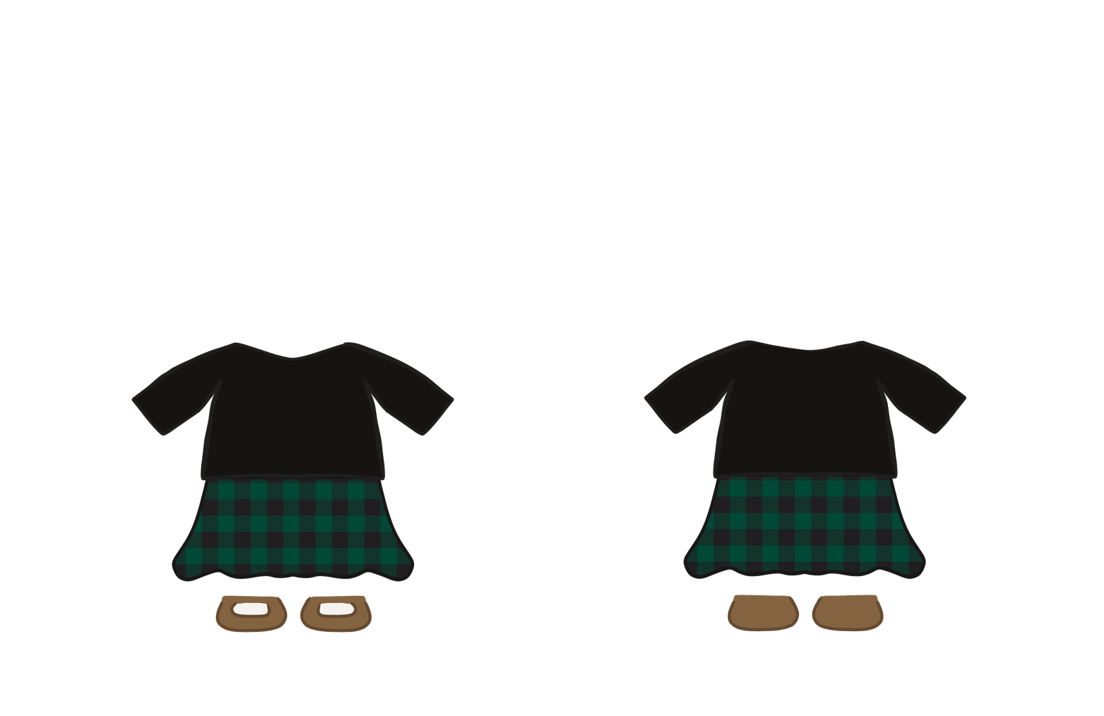 Black Long Sleeve With Platted Kilt And Brown Dress Shoes